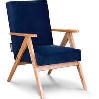 Konsimo Cocktailsessel NASET Sessel, Rahmen aus lackiertem Holz, profilierte Rückenlehne blau