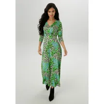 Aniston SELECTED Midikleid Leo-Print Blau/Grün/Schwarz 46