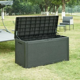 casa.pro Kissenbox Atella 122x54,5x65cm Schwarz, Rattanoptik