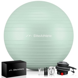 HOEL EliteAthlete® Gymnastikball Sitzball Büro ergonomisch mit Anti Burst System - Fitness Yoga Pilates Schwangerschaft - Schwangerschaftsball Fitnessball Yogaball - Yoga Ball inkl. Luftpumpe - Mint 85cm minzblau 85 cm