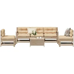 vidaXL 6-tlg. Garten-Lounge-Set mit Kissen Massivholz Kiefer