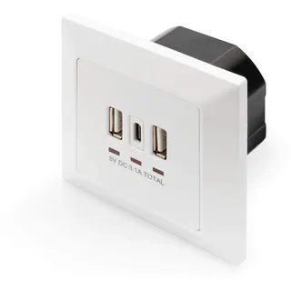 Digitus DA-70618 – Unterputz USB-Ladegerät – 2 USB sockets 1 USB-C socket / RAL 9003