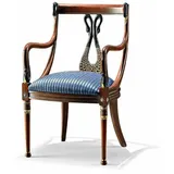 Casa Padrino Luxus Barock Esszimmer Stuhl mit Armlehnen Blau / Braun - Made in Italy