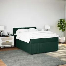 vidaXL Boxspringbett 140 x 200 cm Dunkelgrün