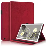 Succtopy Hülle für Google Pixel Tablet 11 Zoll 2023 Folio Flip PU Leder Schutzhülle Google Pixel Tablet 11" Stifthalter Stand Wallet Cover Case Tablet Hülle Google Pixel Tablet 2023 - Rot