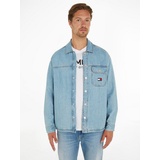 Tommy Jeans Jeanshemd »TJM ESSENTIAL DENIM OVERSHIRT«, mit knöpfbarer Brusttasche, blau