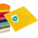 WohnDirect Badematte 45x45 cm Gelb – Kleiner Badvorleger für Gäste-WC & Dusche – Weicher Hochflor Badezimmerteppich Quadratisch, Saugstark & Waschbar (Versand aus DE)