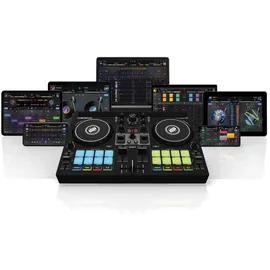 Reloop Buddy Kompakter 2-Kanal DJ Controller für Algoriddim DJay auf iOS, iPadOS, Android, Mac und PC mit RGB Performance Pads, FX Paddel und Neural Mix Steuerung, schwarz