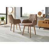 Esszimmerstuhl OTTO HOME "Brest", braun (braun, eiche natur geölt), B:59,5cm H:88cm T:66cm, Polyester, Stühle, Esszimmerstuhl, Armlehnstuhl in Leder oder Microfaser, Gestell Eiche Massiv geölt
