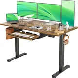 LuxusKollektion Schreibtisch Höhenverstellbarer Schreibtisch elektrisch mit Tastaturablage Vintage