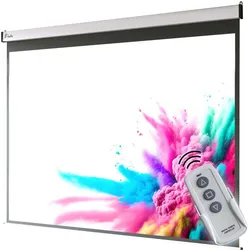 Elektrische Leinwand | Mattweiß | 111 Zoll | B:T 200 x 200 cm | 4K | 3D | Beamer Leinwand, Filmleinwand, Projektionsleinwand, Motorleinwand