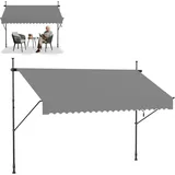 Klemmmarkise Einziehbar Manuell Sonnenschutz Balkon UV-Schutz 250x120cm Hellgrau