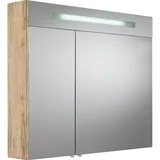 Evenes Spiegelschrank mit beleuchteter Blende, 2 Türen, Asteiche 900 x 740 x 160 mm - 93 157 22