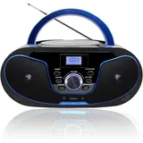 LONPOO Tragbar CD Player Boombox Bluetooth - mit UKW Radio, USB Eingang & AUX & Kopfhörern Ports, 2 x 2 Watt RMS Stereoanlage (LP-D02)