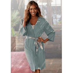 Kimono LASCANA Gr. 36/38, grün Damen Bademäntel Morgenmäntel Bademantel in uni und Allover-Druck