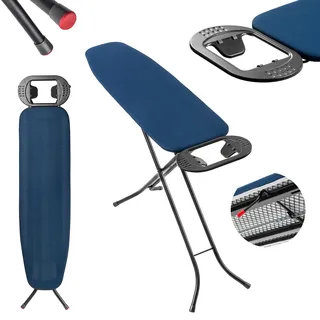 Kadax Bügelbrett, mit rutschfesten Füßen, Robustes Dampfbügelbrett mit Bügeleisenablage, 110x30cm, Blau - KADAX