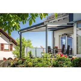 Gutta Terrassendach Premium 309 x 306 cm anthrazit / Polycarbonat weiß gestreift