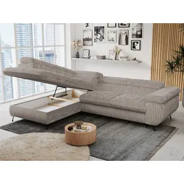 MKS Meble Eckcouch Cord 3-Sitzer Grau