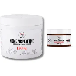 PETS HOME AIR NEUTRALIZER für Innenräume mit Zitrusduft 170g + Balm  Nasen- und Pfotenbalsam 75 ml