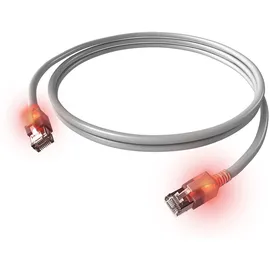 SACON EasyLan DualBoot LED Patchkabel RJ45 S/FTP Cat.6A (Class EA), mit saCon Stecker, LSOH, grau, 3 m