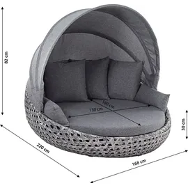 Dehner Sunlounger Miami 220 x 82 x 168 cm Grau/Weiß