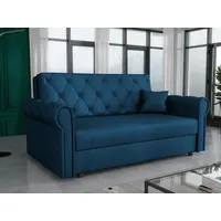 MIRJAN24 Schlafsofa Viva Roma III, mit Bettkasten und Schlaffunktion, inkl. Kissen, Schwarz Metallfüße, Wellenfeder, 3 Sitzer blau