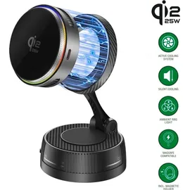 4smarts Qi2 25W / MagSafe Ladegerät mit Kühlung, RGB 360° Halterung, spacegrau