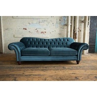 JVmoebel Chesterfield-Sofa, Sofa Luxus Textil Chesterfield Couch Sofas blau