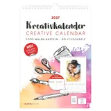 ALPHA EDITION GmbH & Co. KG Kreativkalender A4 Notiz 2027: Bastelkalender 21x29,7 cm mit weißem Hintergrund, Stickerbogen, Platz für Notizen, echtem Bastelkarton und gestaltbarem Titelblatt