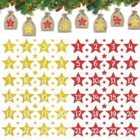 2 Bögen Bügelbild zum Aufbügeln Adventskalender Zahlen 1-24 Sterne Glitzer Adventszahlen Aufkleber Aufbügler Personalisierte Bügelbilder für Stofftasche Bügelfolie für Textilen Papier Holz Boxen
