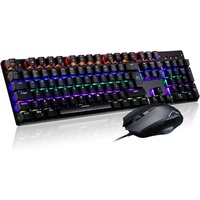 teamwolf Mechanische Gaming Professional Combo Tastatur- und Maus-Set, mit RGB-Hintergrundbeleuchtung, 105 Tasten und Maus 4800 DPI blau
