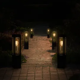 Lumiled Außenleuchte Pollerleuchte Außenstehleuchte Stehlampe Wegeleuchte Wegelampe 50 cm IP44 Schwarz rechteckig Aluminium E27 max 13W