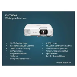 Epson EH-TW840 3LCD Weiß