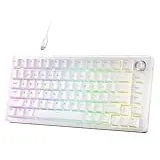 Dierya DK81E Mechanische Gaming Tastatur 75 Prozent Wired Keyboard mit Drehknopf Hot Swap Gasket Mount 6-Lagen-Schalldämpfung RGB Beleuchtet für PC Mac US-Layout Weiß