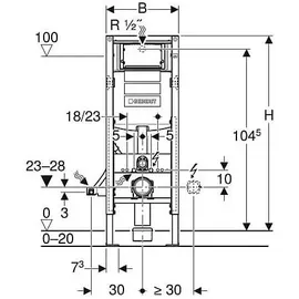 Geberit Duofix mit Sigma UP-Spülkasten 120mm, barrierefrei Bauhöhe 1120 mm