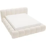 GRAINGOLD Polsterbett mit Bettkasten 180x200 Creme Samt, Doria