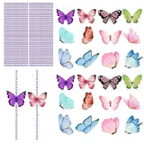 Papierstrohhalme,Cocktail Strohhalme,3D Schmetterling Papierstrohhalme Biologisch Cocktail Strohhalme für Fiesta,Tropical oder Luau Parteien Paper Straw Butterfly, 24 Stück