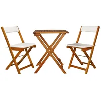 vidaXL Bistro-Set 3-tlg. natur klappbar inkl. Kissen