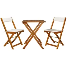 vidaXL Bistro-Set 3-tlg. natur klappbar inkl. Kissen