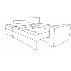 Kaiser Möbel Ecksofa mit Schlaffunktion L-förmiges Sofa,Capri Stoff Poso Ziegel Rechts