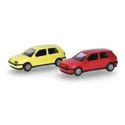 HERPA 014014 1:87 MiniKit: Volkswagen (VW) Golf III VR6 2türig, 2er-Set, flashrot / schwefelgelb