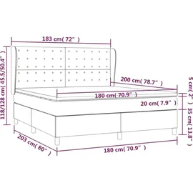 vidaXL Boxspringbett mit Matratze Taupe 180x200 cm Stoff