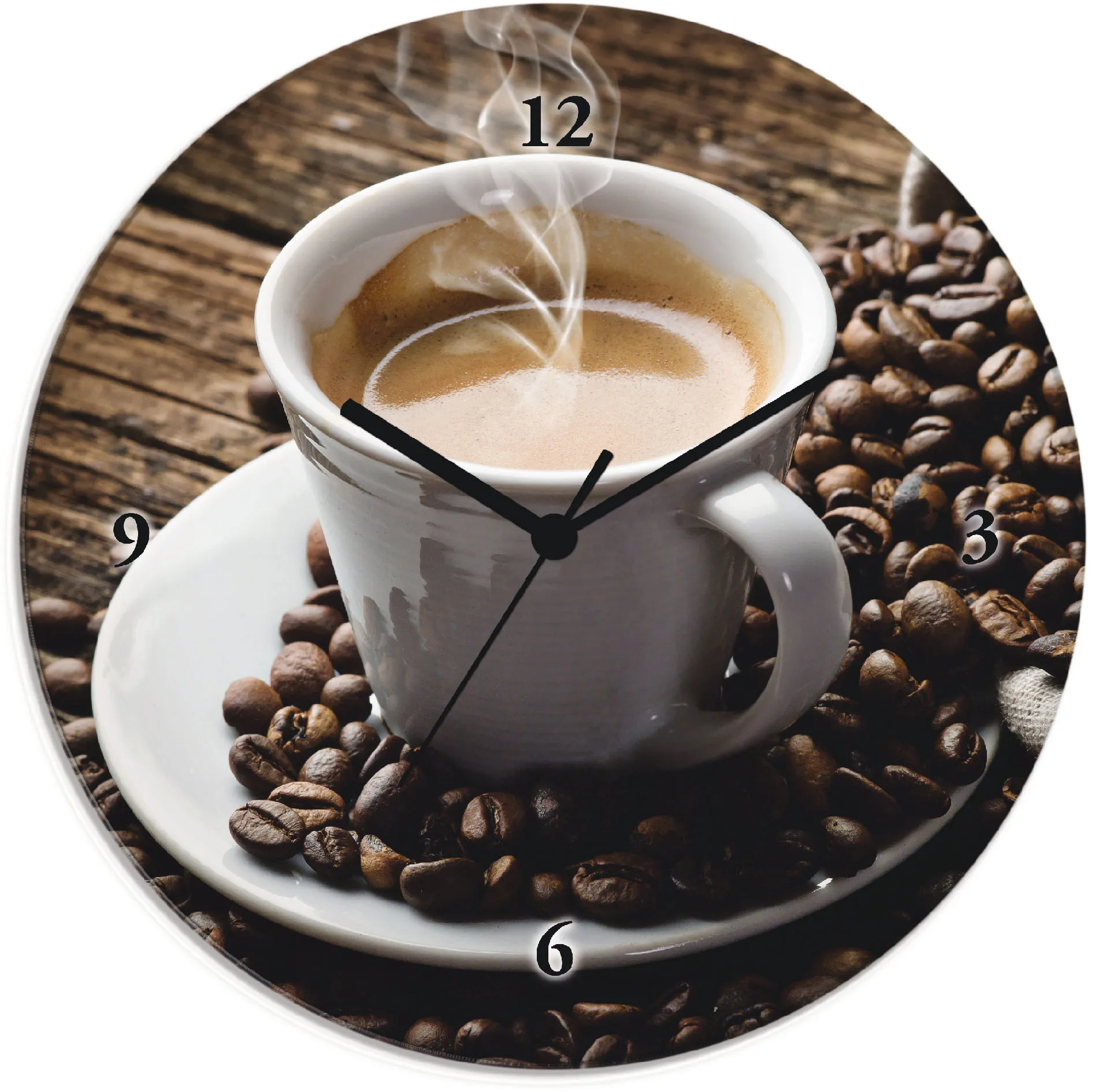 Artland Wanduhr »Heißer Kaffee - dampfender Kaffee«, wahlweise mit Quarz- oder Funkuhrwerk, lautlos ohne Tickgeräusche Artland braun