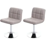 Mendler 2er-Set Esszimmerstuhl Drehstuhl Stuhl Kavala Kunstleder Chrom ~ taupe-grau
