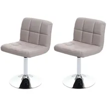 Mendler 2er-Set Esszimmerstuhl Drehstuhl Stuhl Kavala Kunstleder Chrom ~ taupe-grau