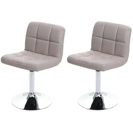 Mendler 2er-Set Esszimmerstuhl Drehstuhl Stuhl Kavala Kunstleder Chrom ~ taupe-grau