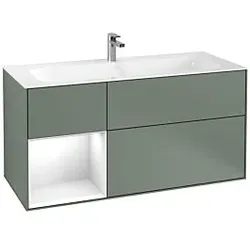 Villeroy und Boch Finion Waschtischunterschrank G060GFGM 119,6x59,1cm, Emotion, Regal links Glossy white lacquer, Olive Matt Lacquer