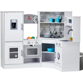 Vevor Eck-Spielküche aus Holz, Spielzeugset mit Lichtern und Geräuschen, Kleinkinderküche mit Eismaschine, Backofen, Spüle, Uhr, Mikrowellen, K...