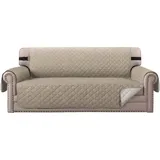 Premium Reversible 3-Sitzer Sofa Schonbezug, Wendbare Gesteppte Möbel Protector, 2 "Elastic Strap, Waschbar Couch Schonbezug, Bezüge Schützen Sofas vor Kindern, Hunden, Katzen (Sofa: Khaki/Beige)