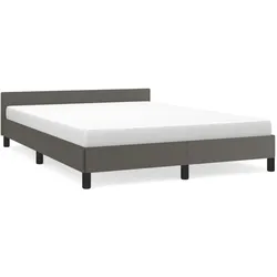 vidaXL Bettgestell mit Kopfteil ohne Matratze Grau 140x200 cm